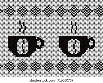 Knitted seamless border hot coffee cups