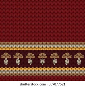 Knitted seamless border mushrooms
