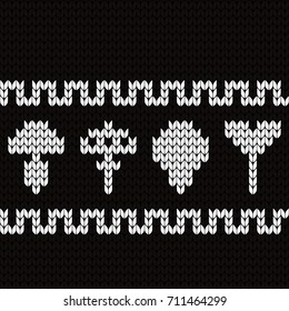 Knitted seamless border mushrooms
