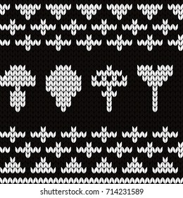 Knitted seamless border mushrooms