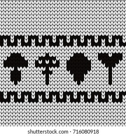 Knitted seamless border mushrooms