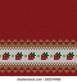 Knitted seamless border strawberries