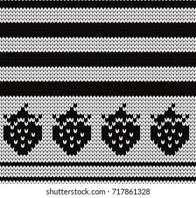 Knitted seamless border strawberries