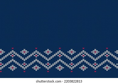 Knitted seamless border. Vector knitted texture