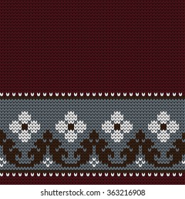Knitted seamless decorative border flowers