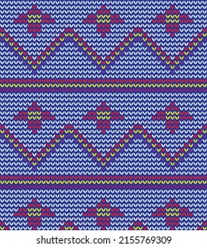 Knitted Seamless Fabric Pattern, Beautiful Blue Red yellow white purple Knit Texture