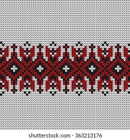 Knitted seamless folk ornament on white