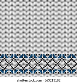Knitted seamless folk ornament on white