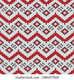 knitted seamless geometric pattern with a motif of zigzags and rhombuses