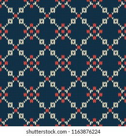 knitted seamless geometric pattern with rhombuses