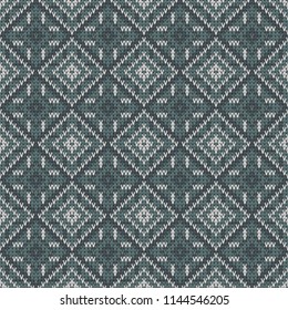 knitted seamless geometric pattern with tiles from green rhombuses
