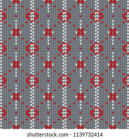 knitted seamless geometric pattern withl rhombuses and stripes