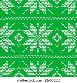 knitted seamless gray paper pattern Norwegian volumetric snowflakes with shadows on green background