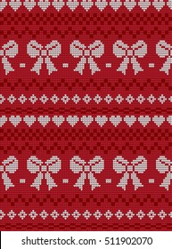 knitted seamless kids pattern with bow