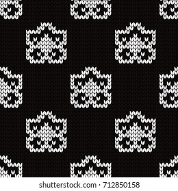 Knitted seamless pattern abstract flowers