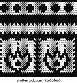 Knitted seamless pattern abstract flowers