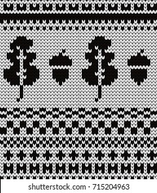 Knitted seamless pattern acorn