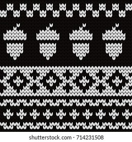 Knitted seamless pattern acorns