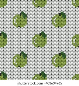 knitted seamless pattern with apples