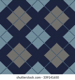 knitted seamless pattern in argyle style