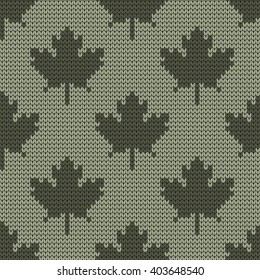 knitted seamless pattern autumn leafs