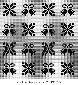 Knitted seamless pattern bells