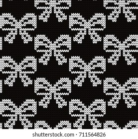 Knitted seamless pattern bows