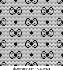 Knitted seamless pattern bows