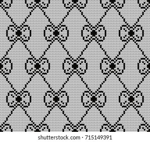 Knitted seamless pattern bows