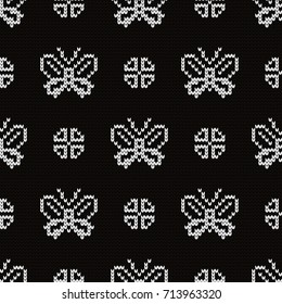 Knitted seamless pattern butterflies