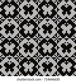 Knitted seamless pattern butterflies