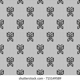 Knitted seamless pattern butterflies