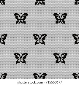 Knitted seamless pattern butterflies