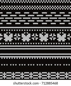 Knitted seamless pattern butterflies and fair isle elements