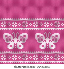 knitted seamless pattern butterfly