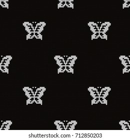 Knitted seamless pattern butterfly