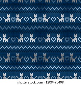 knitted seamless pattern with cats