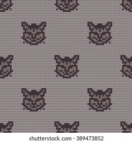 Knitted seamless pattern cats