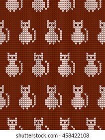 knitted seamless pattern with cats