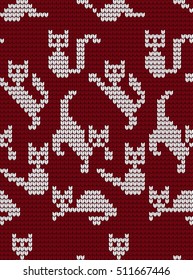 knitted seamless pattern with cats