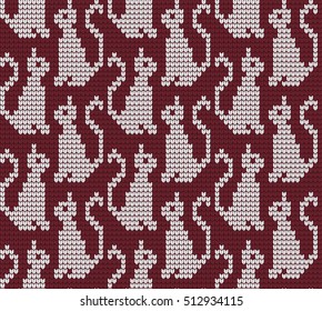 knitted seamless pattern with cats