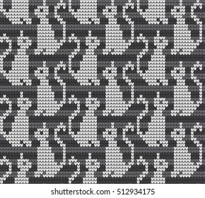 knitted seamless pattern with cats