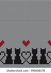 knitted seamless pattern with cats