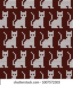 knitted seamless pattern with cats knitwear pattern fabric