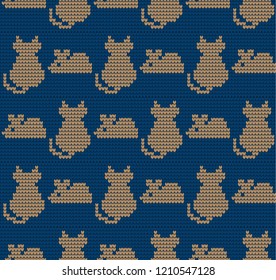knitted seamless pattern with cats knitwear pattern fabric