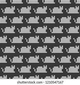 knitted seamless pattern with cats knitwear pattern fabric