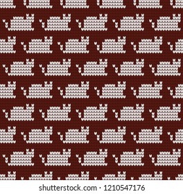knitted seamless pattern with cats knitwear pattern fabric