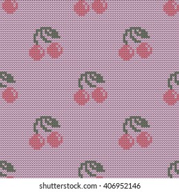 knitted seamless pattern cherries