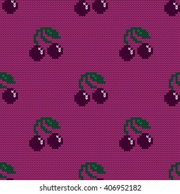 knitted seamless pattern cherries