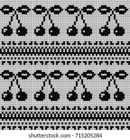 Knitted seamless pattern cherries